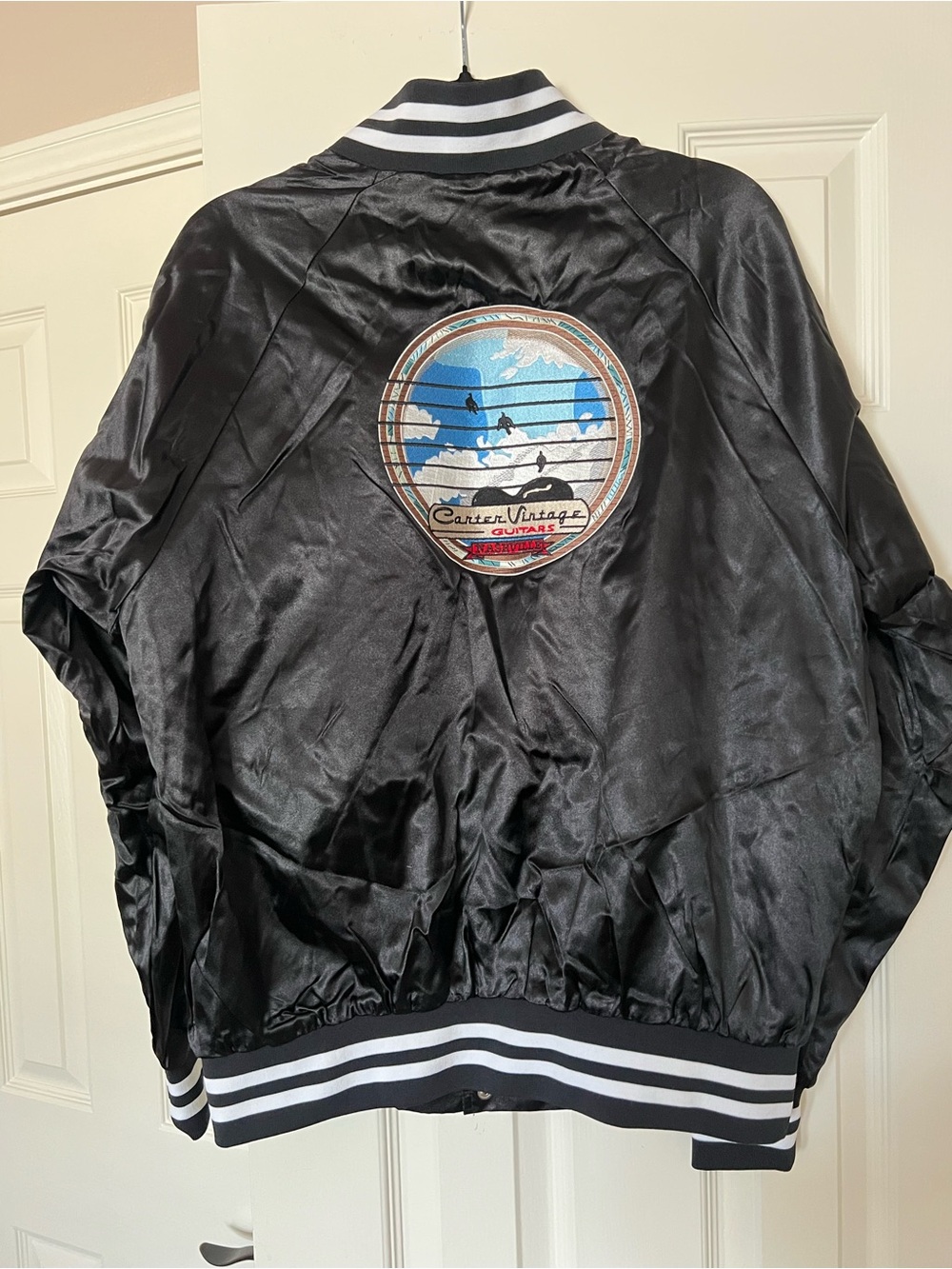 Carter Vintage Guitars Black Satin Bomber Jacket Patch